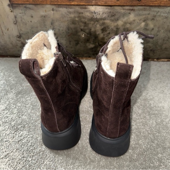 NWOB Steve Madden Jazmin Faux Fur-lined Suede Lace-Up Side Zip Combat Boot in 6 - Picture 5 of 11